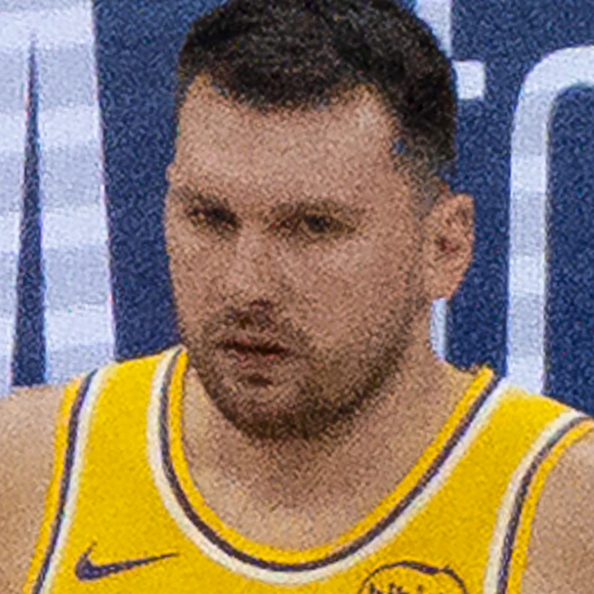 Luka Dončić headshot in a Lakers jersey
